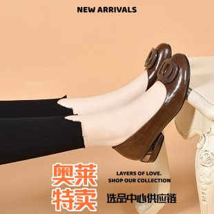 晋江雅望鞋业年新款春季圆头软皮女鞋豆豆鞋女法式复古小皮鞋浅口