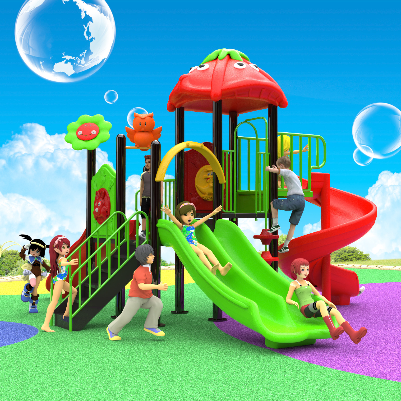 幼儿园宝宝塑料滑梯大型玩具组合室内游乐设备小区儿童休息区户外