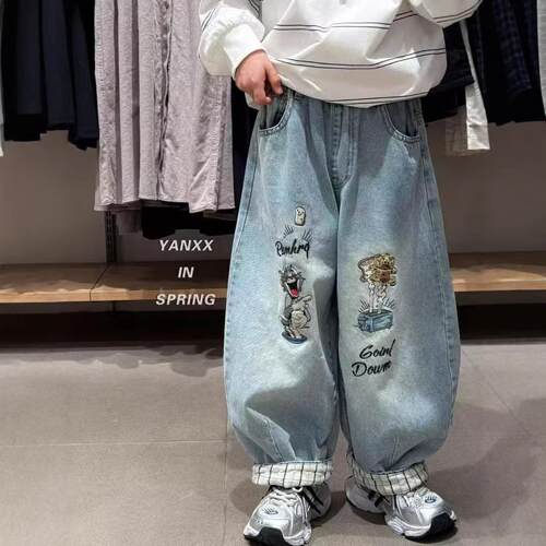 男童春装新款中大童痞帅弯刀牛仔