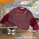 拉链polo领长袖 男女宝同款 条纹拼接百搭 新款 品牌儿童卫衣2026春季