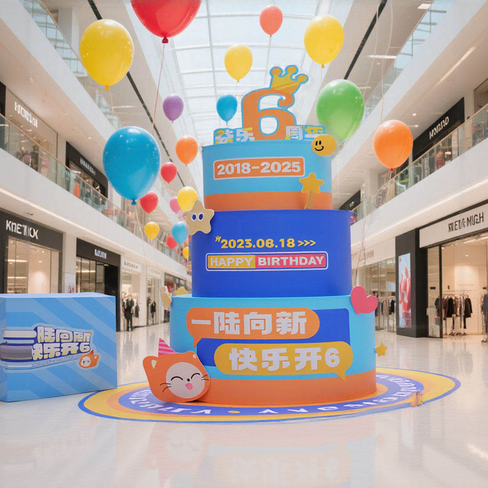 周年庆氛围布置酒店公司前台学校创意巨型KT板立体圆形大蛋糕定制