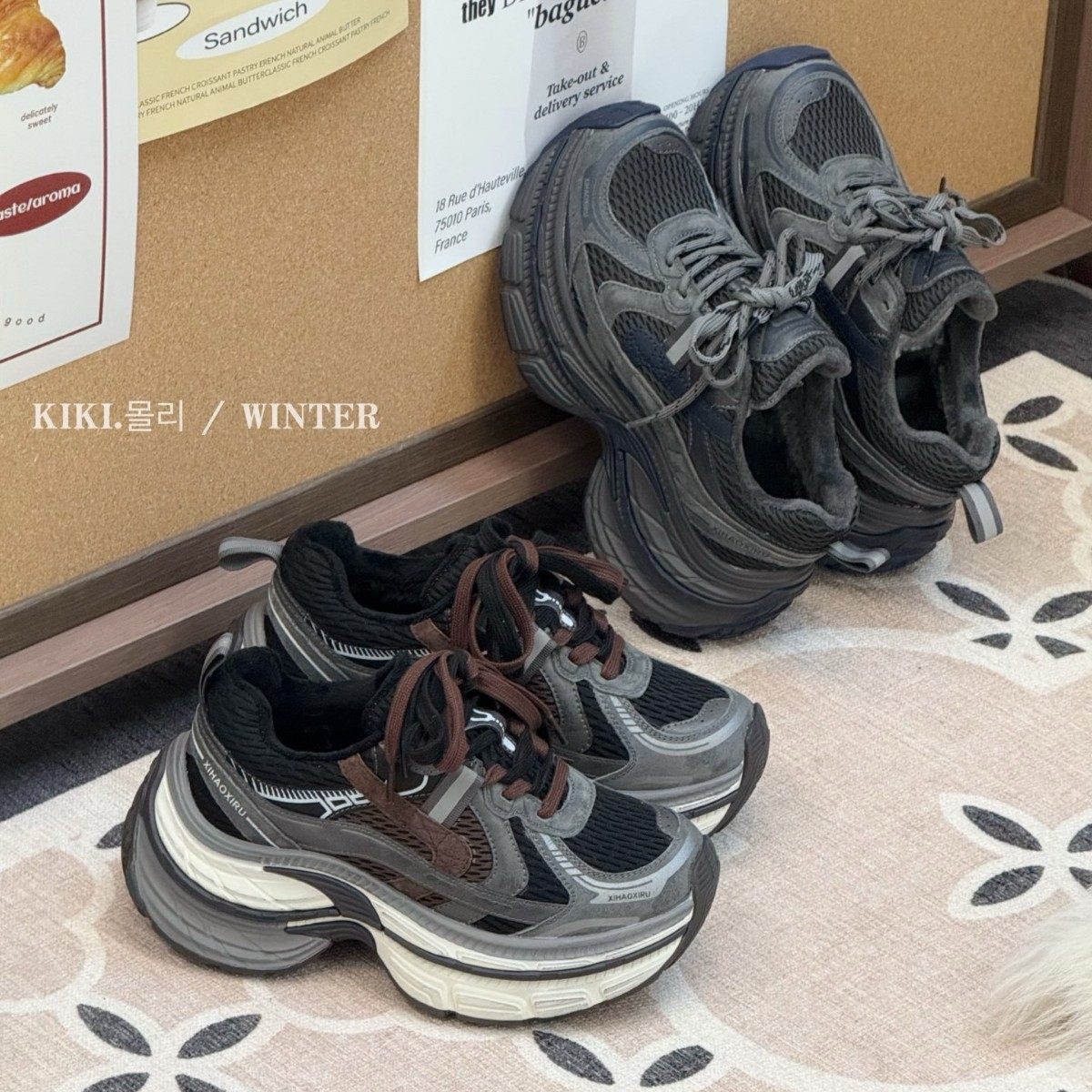 复古加绒 6CM厚底2025秋冬新款增高休闲防滑运动老爹鞋小个子女鞋