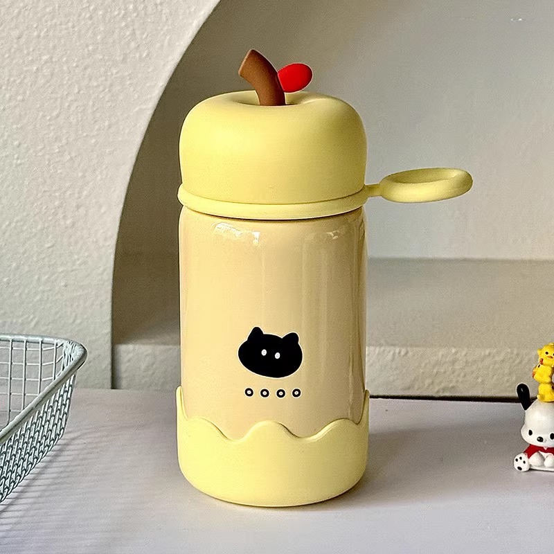 可爱黄色小猫保温杯316不锈钢