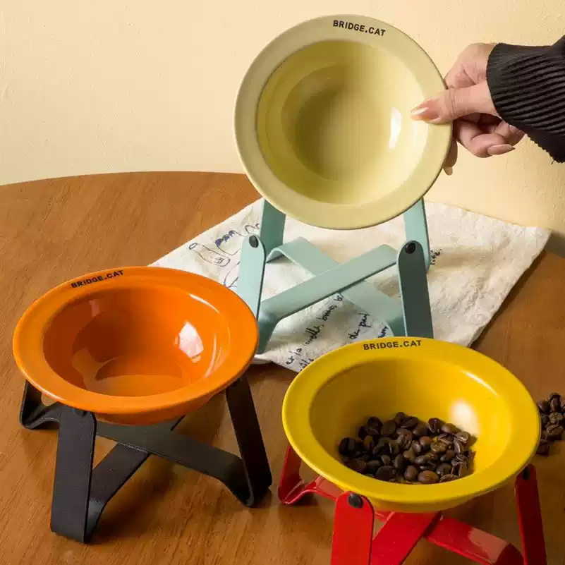 陶瓷猫碗猫食盆高脚护颈防打翻