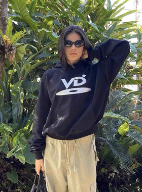 自主非vujade光碟vd刺绣卫衣重磅面料束腰短宽版型cleanfit风格