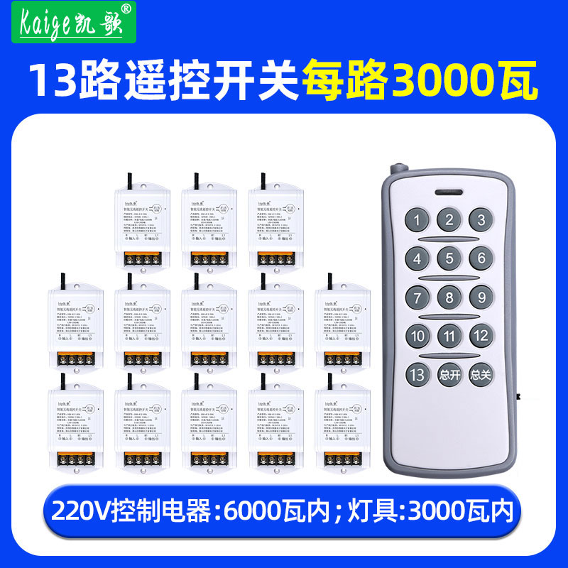 1拖13路无线遥控开关220V