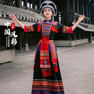 新瑶族服装贵州女成人苗族旅拍云南少数民族风男侗族壮族演出服饰