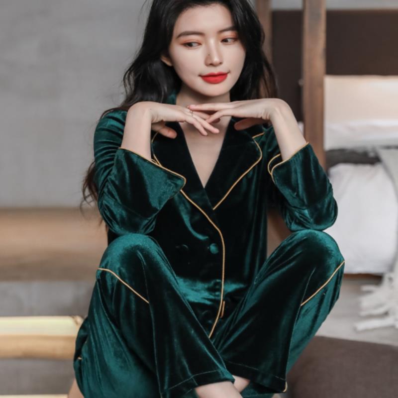维多利亚金丝绒睡衣女秋冬季2024新款长袖韩版高级感家居服春秋款