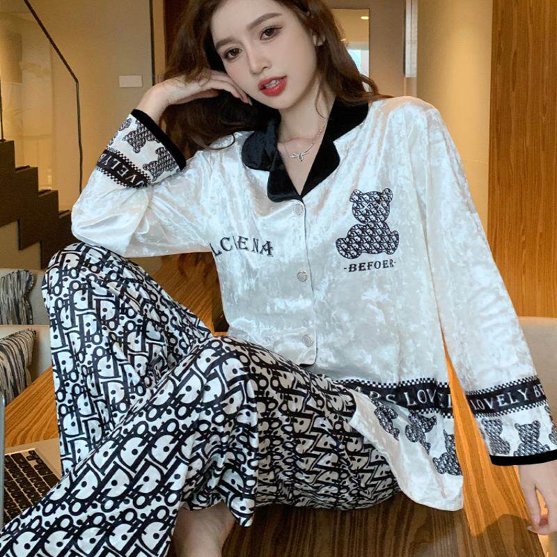 维多利亚睡衣女秋冬季潮牌金丝绒睡衣/家居服套装