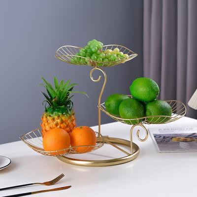 北欧铁艺果篮创意水果盘三层客厅茶几家用糖果干果盘甜品店装饰品