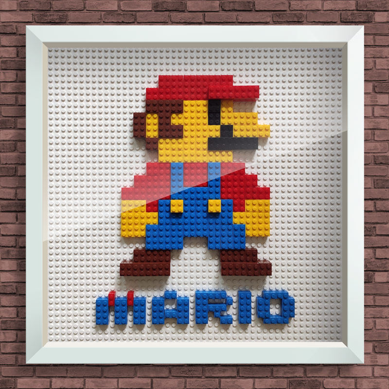 超级玛丽马里奥颗粒像素积木风格立体装饰挂墙壁mario儿童房画框