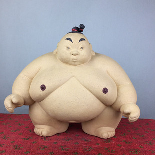 日本仔相扑手胖子五小福陶瓷摆件佛山石湾公仔