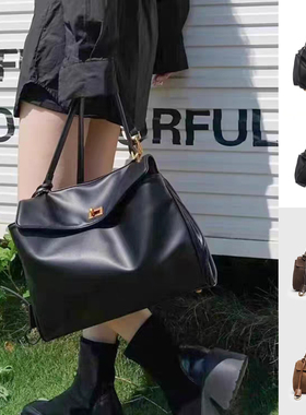 现货真皮托特包bag高级感锁扣腋下包单肩斜挎包凯莉包通勤女包包