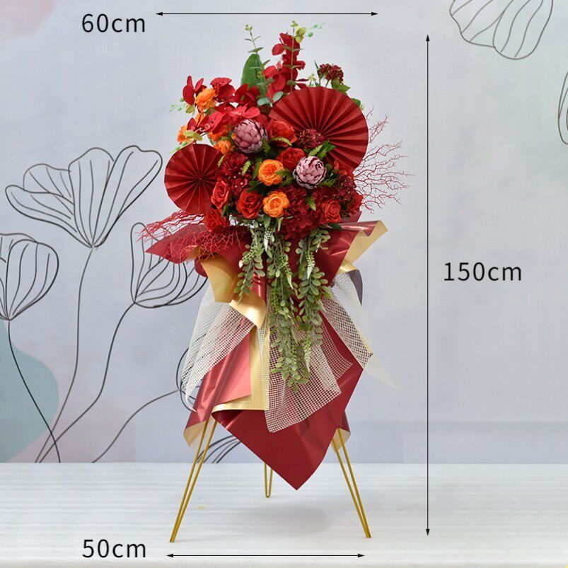 新店开业花篮假花仿真花摆设扇子花艺路引落地摆件交车仪式布置花