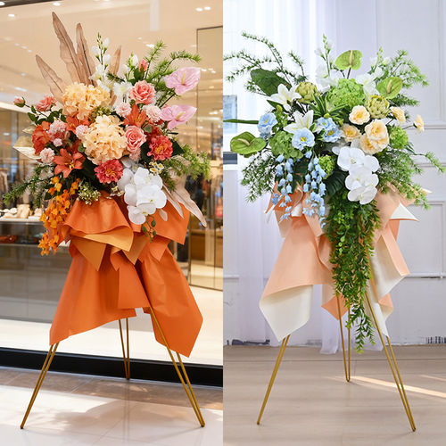 商场橱窗假花开业花篮仿真花三脚架摆件开张庆典装饰商务礼物布置
