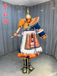 快乐演出服《钢嘎哈拉黑骏马》男童蒙古族藏族民族服《鄂伦春族》