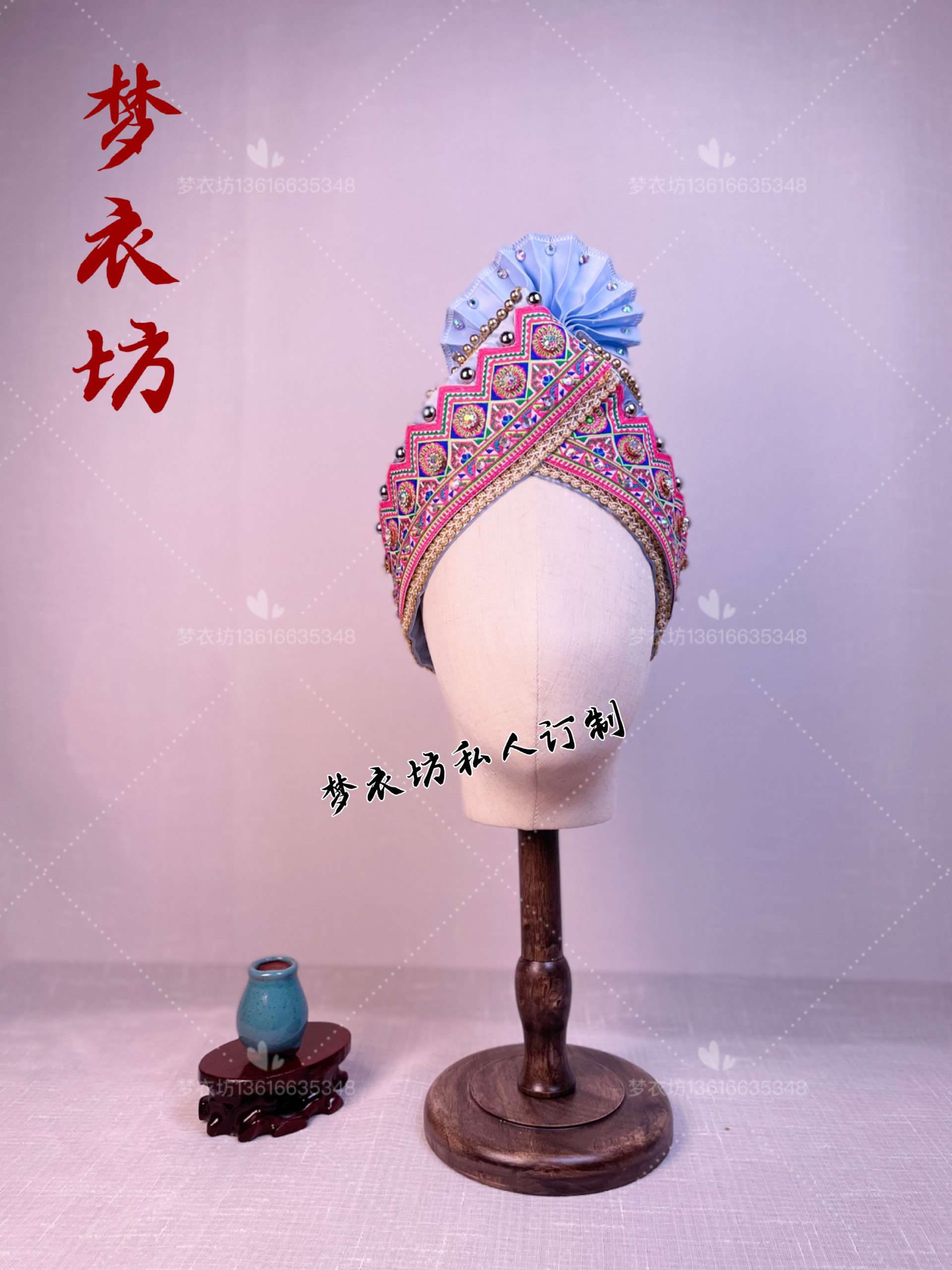 原创男童高端土家族高山族摩梭族头饰少数民族头饰男唱歌演出帽