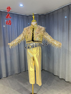 快乐阳光演出服男童《赴九天》帅气金色流苏礼服架子鼓唱歌礼服