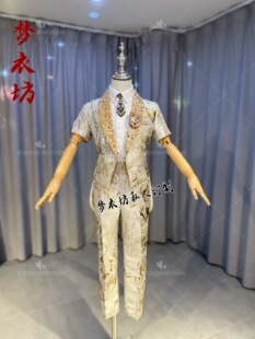 男童六一主持人燕尾唱歌模特走秀礼服演出服原创设计短袖西装套装