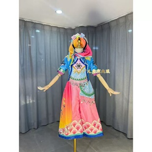 快乐阳光《海边花头巾》女童唱歌礼服裤装