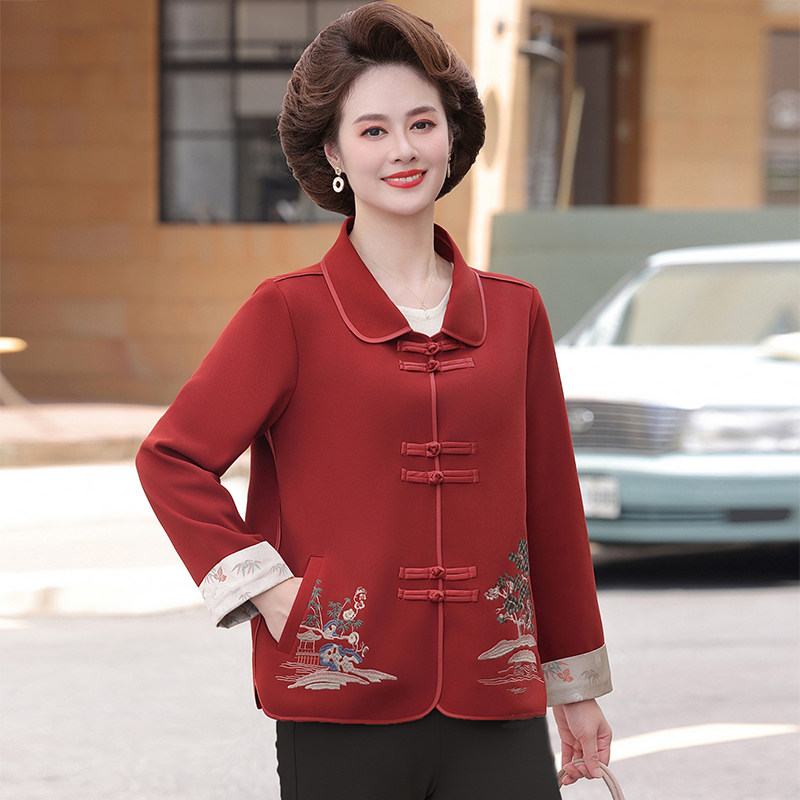 妈妈春秋季洋气纯色小西装短款时尚2025女士中老年新款风衣外套女