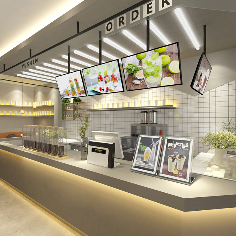 奶茶店装修设计效果图甜品店饮品店吧台门头风格设计师纯设计服务
