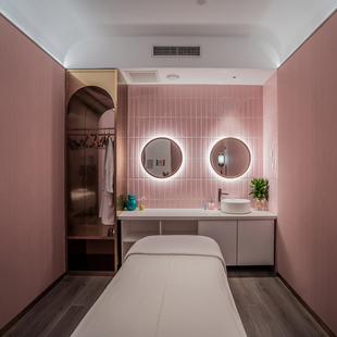 网红美容院装修设计皮肤管理美甲纹绣店养生馆会所装修设计效果图