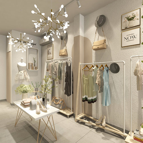 女装店装修设计效果图服装店室内设计CAD施工图装修设计师纯设计