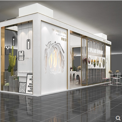 3D效果图制作花店装修设计花艺店花坊商场门店铺施工室内设计方案