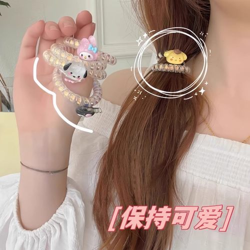 卡通小猫少女电话线公主发圈