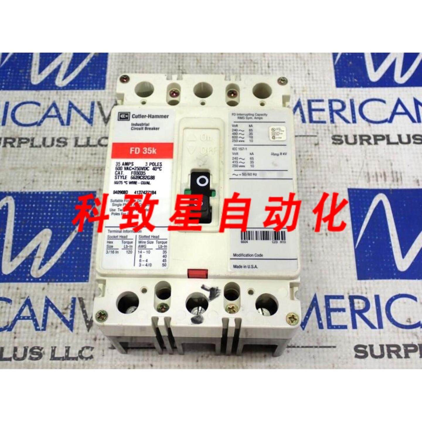 工业配件FD3035 3极35安培 600伏35KA 480V断路器