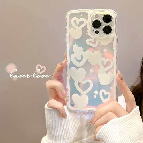 梦幻爱心适用iphone苹果手机壳promax波浪边X镭射