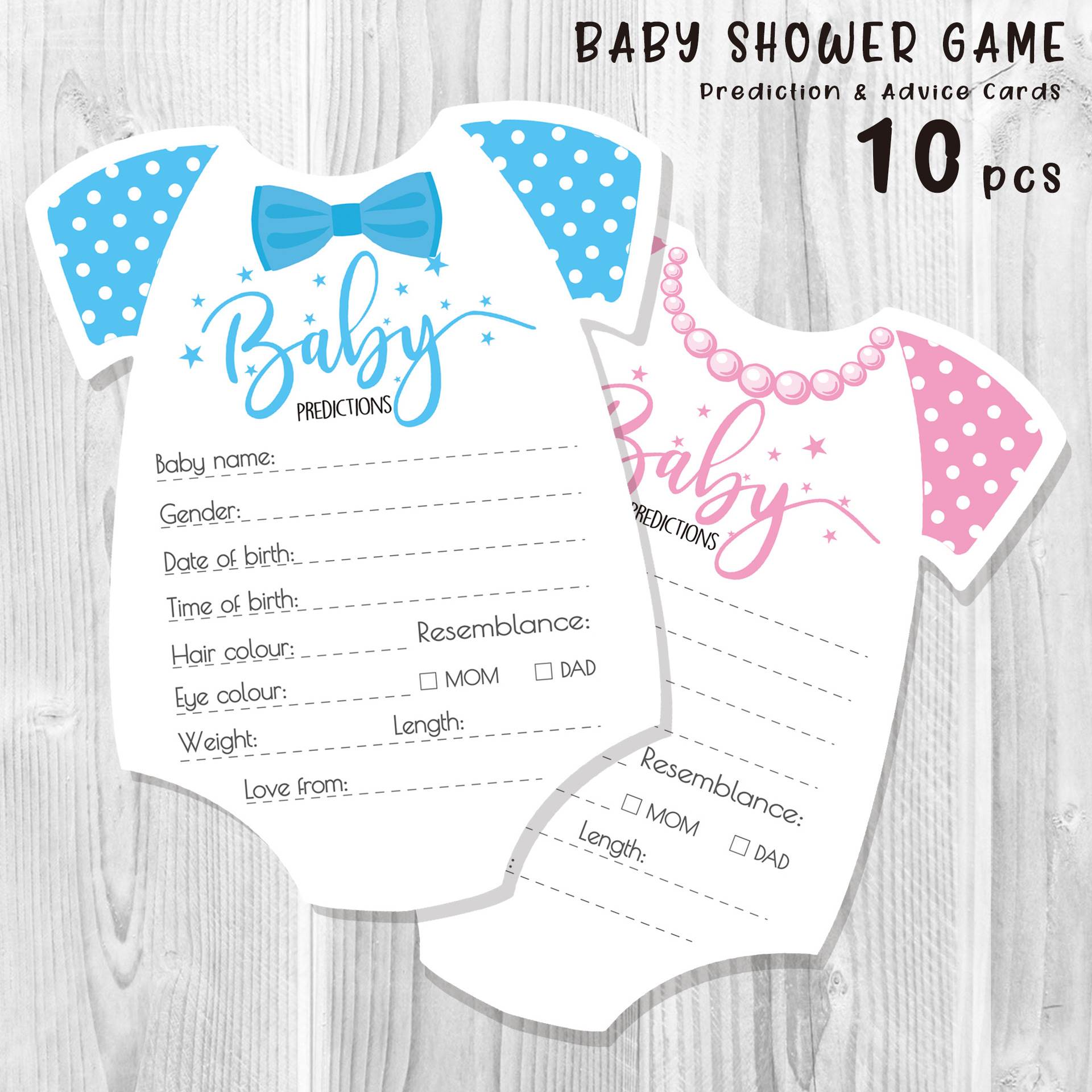 Gender Reveal Party Prediction Card Birthday Party Game Card