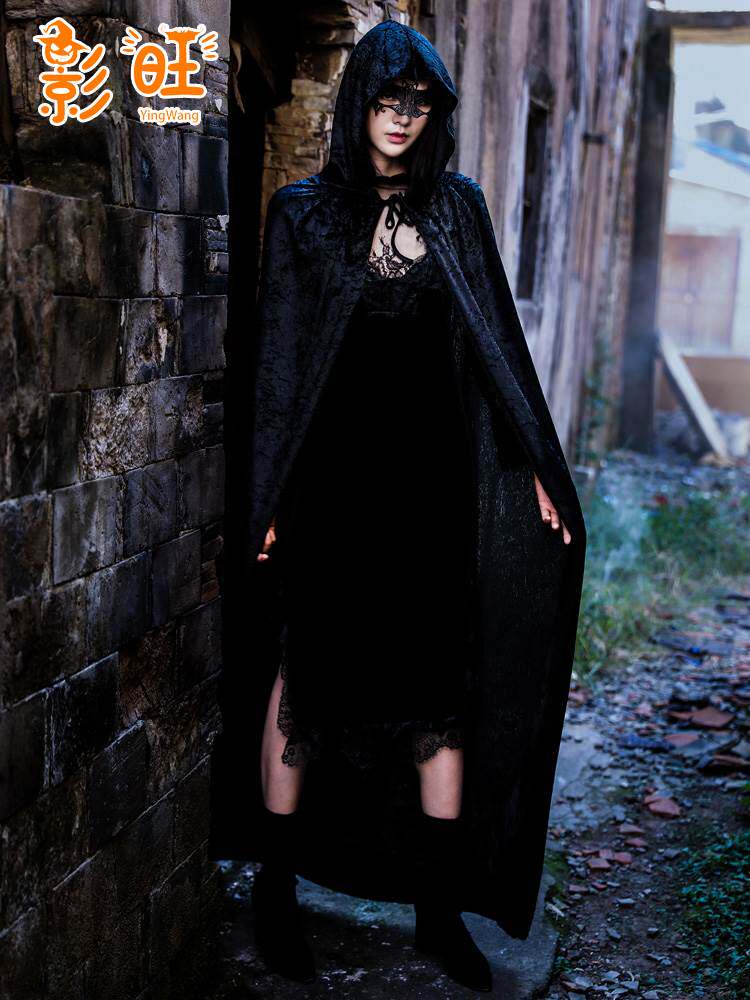 Halloween Adult Mask Cloak Death Black Robe Vampire Cloak