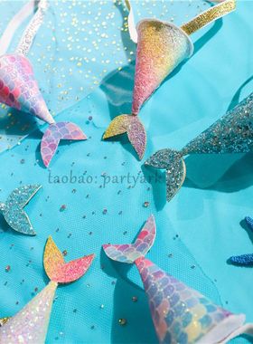 Little Mermaid headhand小美人鱼头饰鱼尾帽发带生日派对装饰品