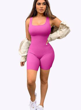 Seamless One-Piece Short Yoga Clothes Sportswear Women&#