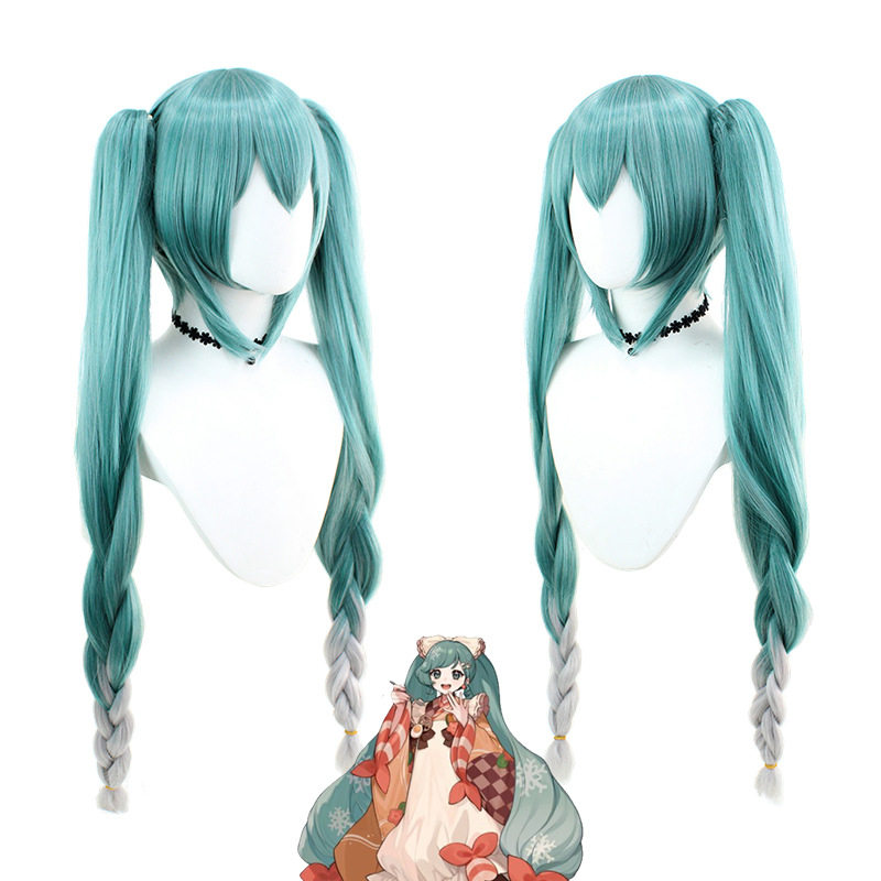 新款初音未来miku新款雪初音cos假发 高温丝同款双马尾造型女