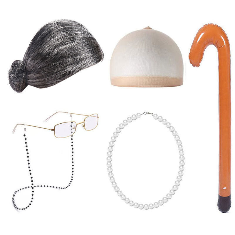 COS老奶奶短卷假发套装