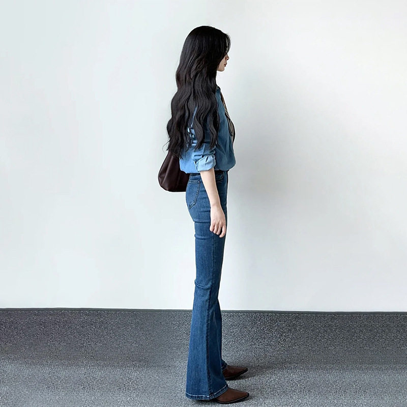 复古微喇牛仔裤女春季2026新款小个子马蹄裤高腰显瘦修身喇叭裤子