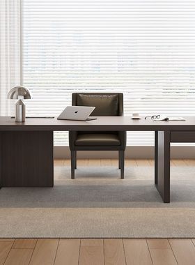 意式极简现代简约家用书房设计感书桌电脑桌写字台双人轻奢办公桌