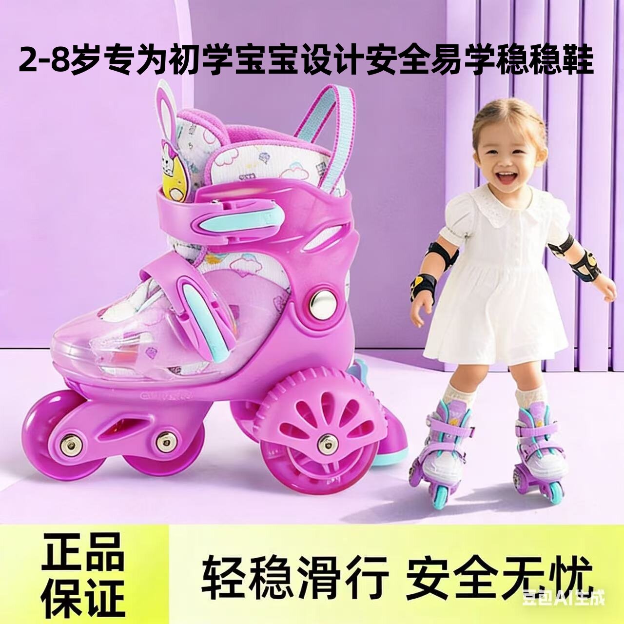 初学宝宝2-3-4-5岁6幼儿童溜冰鞋男女童四轮滑鞋小孩三角旱冰小童