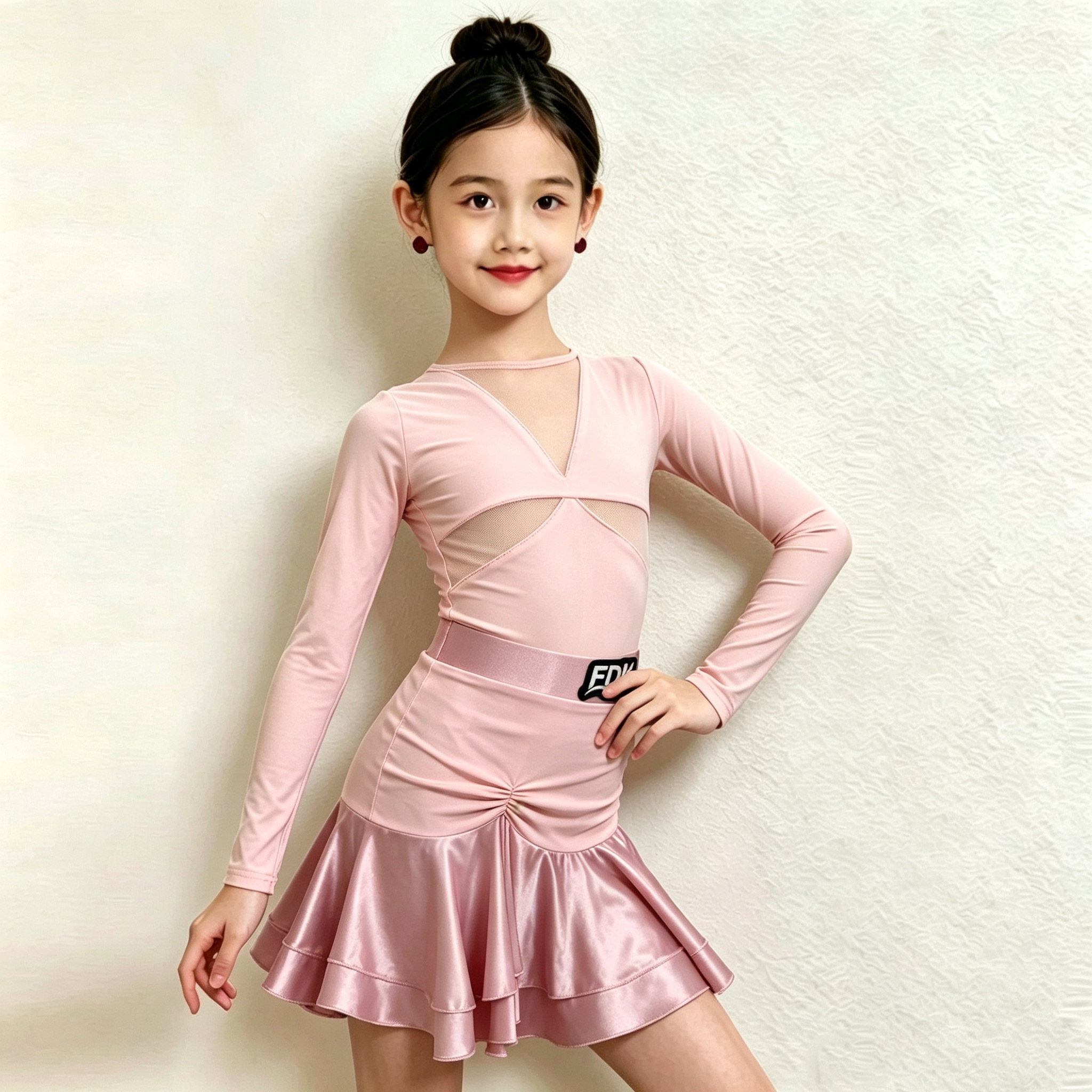 梵蒂恺女童拉丁舞服练功服套装少儿练习舞蹈裙儿童秋天表演演出服