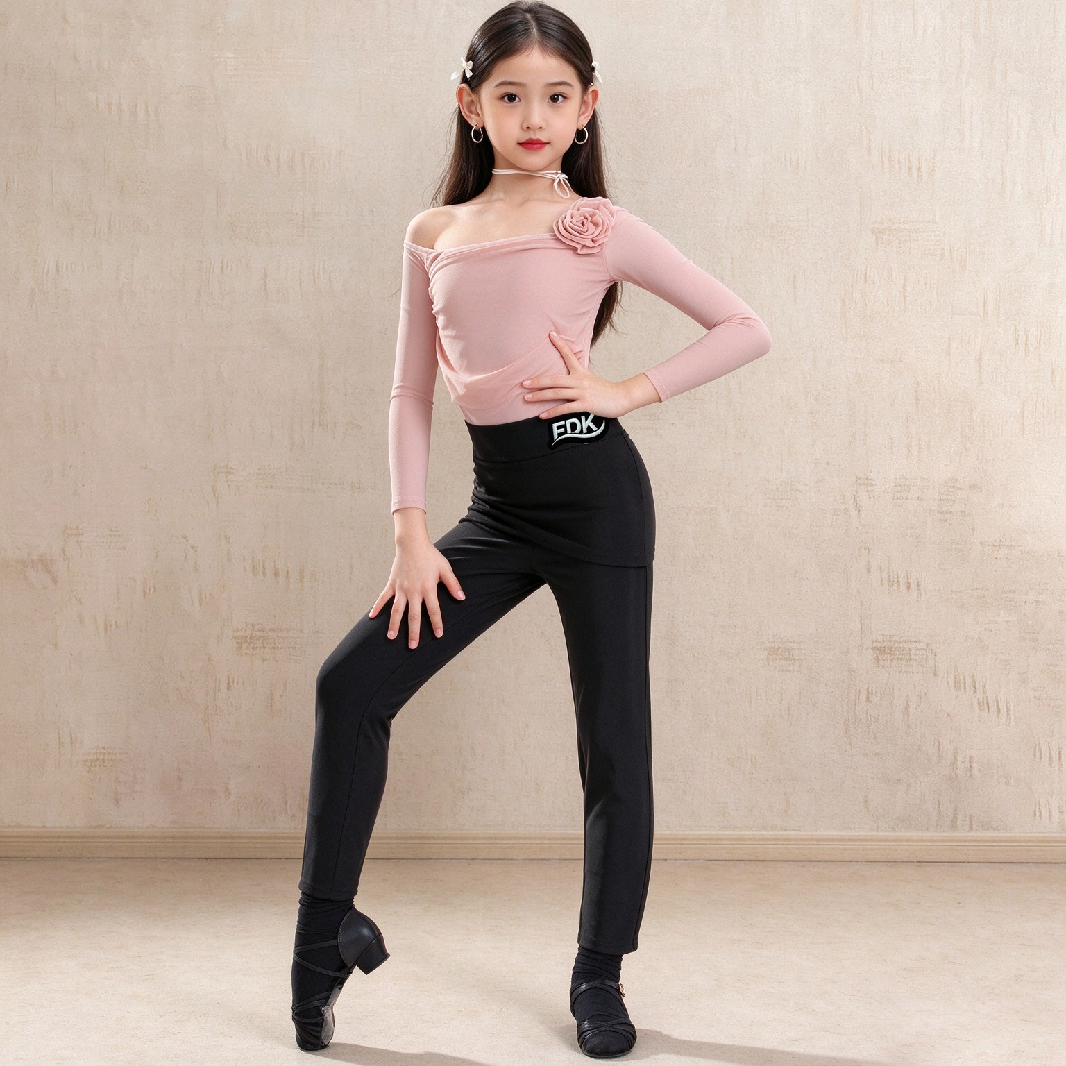 梵蒂恺女童拉丁舞长裤少儿修身练功裤儿童舞蹈集训裤舞蹈训练裤子
