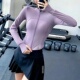 运动外套女竖条纹长袖 弹力显瘦瑜伽服跑步速干全拉链上衣健身服