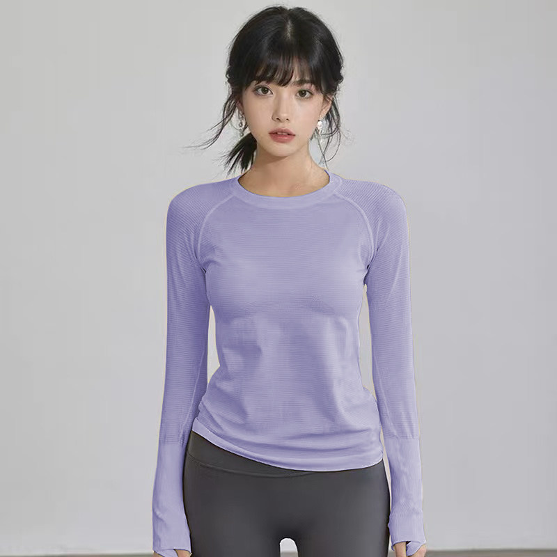 2025年修身显瘦瑜伽服女高弹圆领运动长袖跑步训练速干健身上衣,运动服/休闲服装,运动T恤,淘宝优惠券,粉丝福利购,淘宝优惠卷