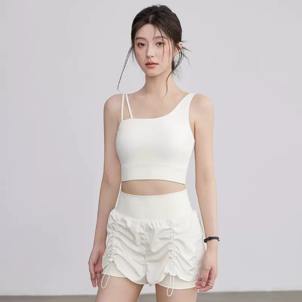 健身女孩一体式背心防震聚拢速干