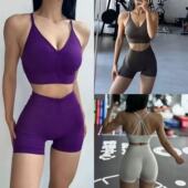 瑜伽服上衣跑步健身服套装 欧美跨境新款 运动内衣女带胸垫背心式