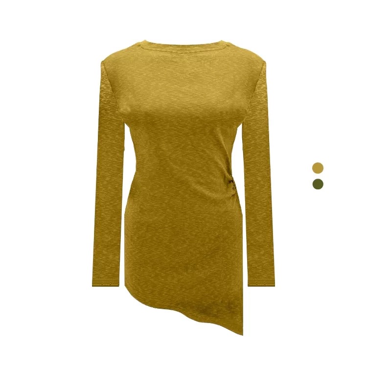 纯欲开叉长袖瑜伽t恤女