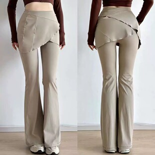 秋冬假两件瑜伽微喇裤新款健身普拉提训练裙裤显瘦运动防尴尬裤