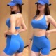 女短裤 健身套装 训练高腰蜜桃裤 挂脖美背运动背心欧美网红翘臀短裤